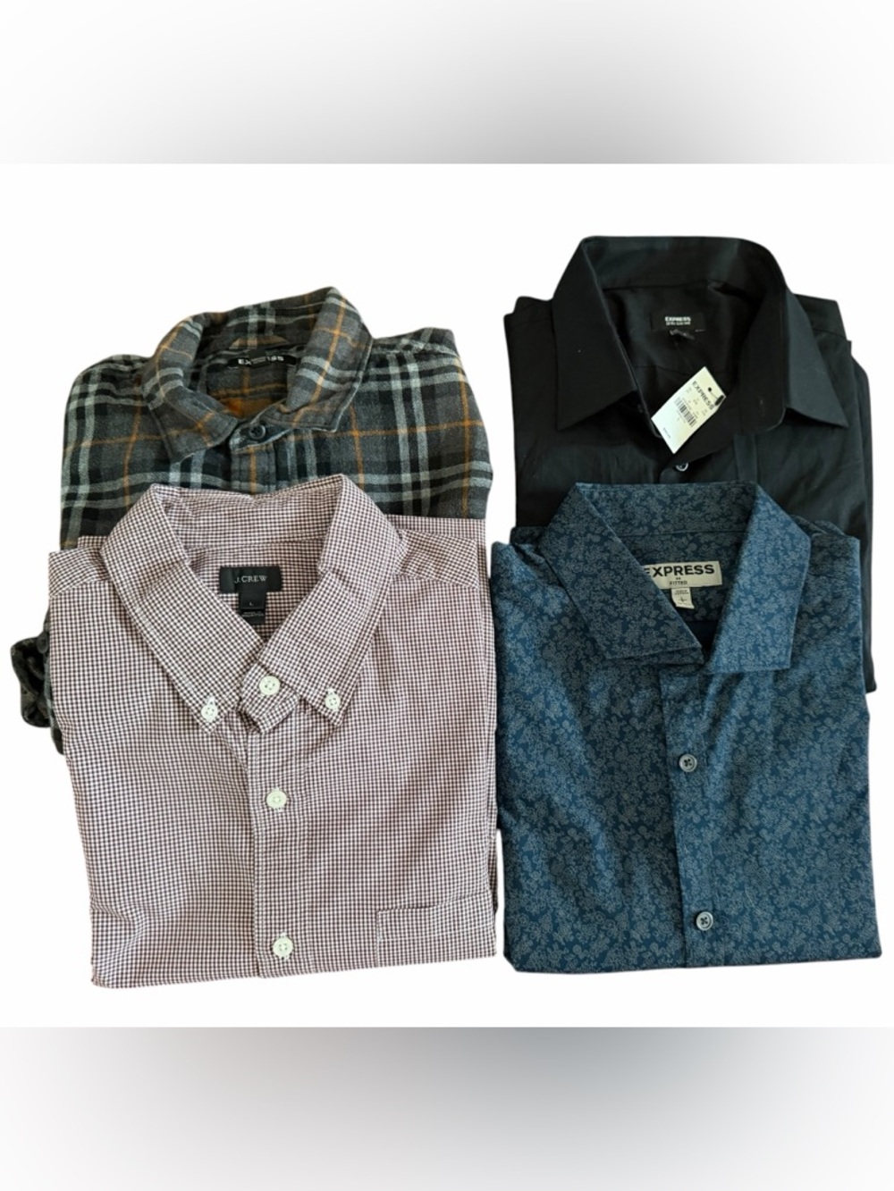 Express Men's Black Dress Shirt Plaid & Patterned Collared shirts bundle